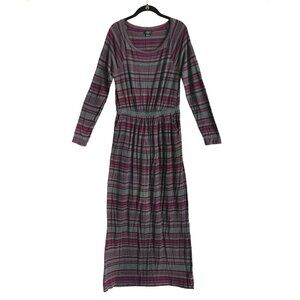 Gray burgundy color maxi dress. Size M. Long. Striped. Long sleeve